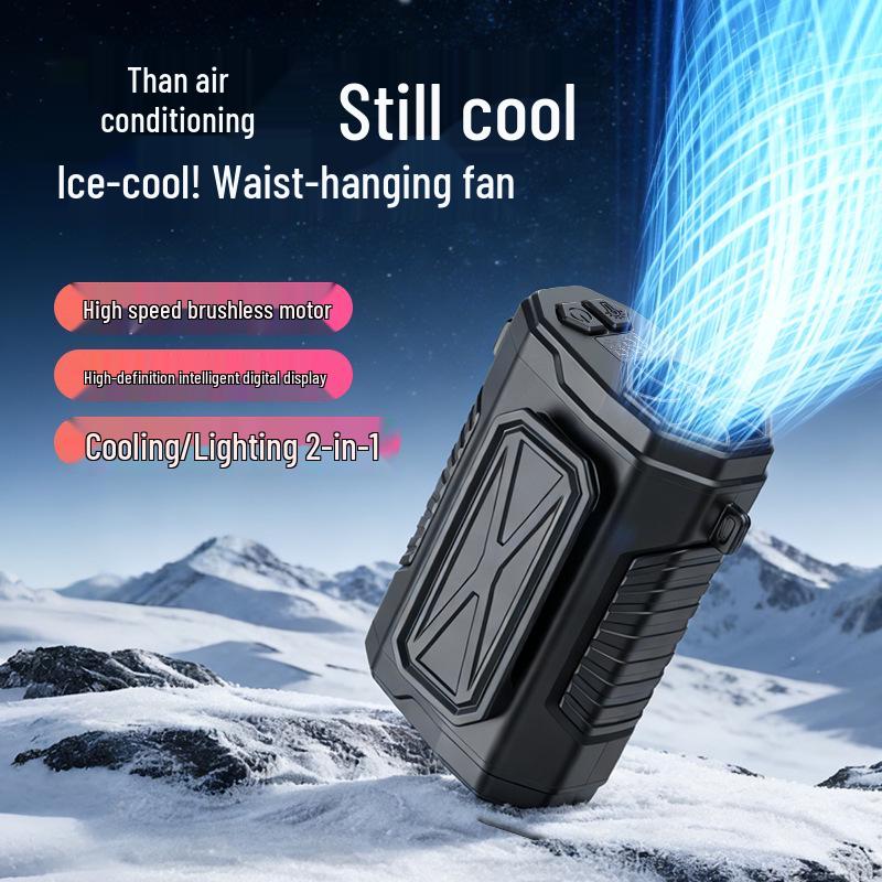F25A Multi-functional High-Speed Portable Fan: Waist/Neck Hanging, Handheld, USB-Powered.