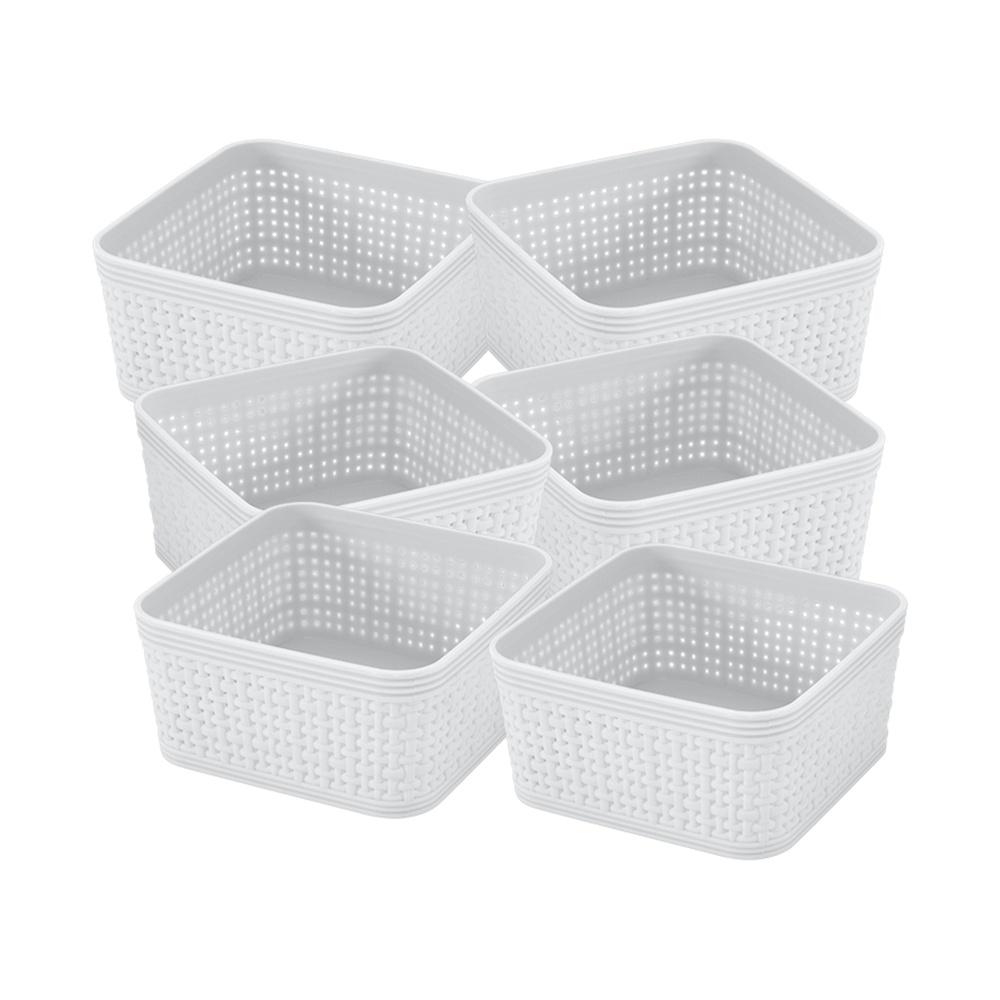 

6 Pack Plastic Organizing Storage Basket Set White United States