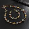 Vintage Colorful Gemstone Necklace for Men Trendy Light Luxury High-end Clavicle Chain Hip-hop Bracelet Men's Jewelry