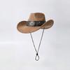 Western cowboy hat for men and women, faux suede, distressed with metal rivets, wide brim, outdoor riding sun protection hat