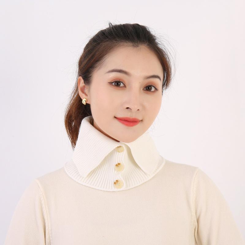 Autumn and winter new fashion men's and women's high neck buttons woolen snood warm knitted fake collar neck pads head and neck covers