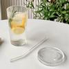 Vertical Stripe Glass Cup Transparent Glasses With Lid and Straw Ribbed Mugs For Latte Juice Glass Milk Water Cup Ice Coffee Mug
