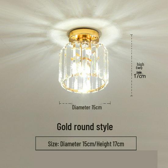 Elegant Gold Crystal Chandelier for Corridor, Balcony, or Cloakroom - Surface-Mounted Decorative Downlight