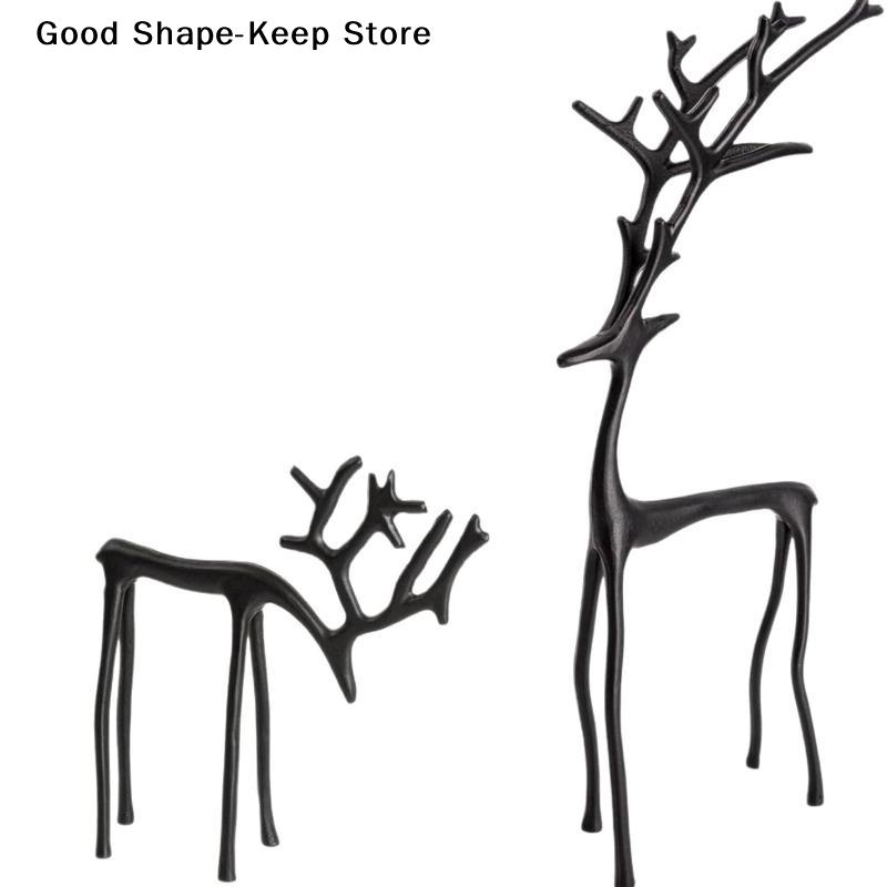 Black Reindeer Statues Modern Alloy Xmas Figurines Elegant Indoor Holiday Decor Table Centerpieces Xmas Christmas Decorations