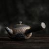 Rough Pottery Side Handle Teapot Handmade Hammer Patterned Teapot Gilded Iron Glaze Retro Kungfu Tea Pot Tea Ceremony
