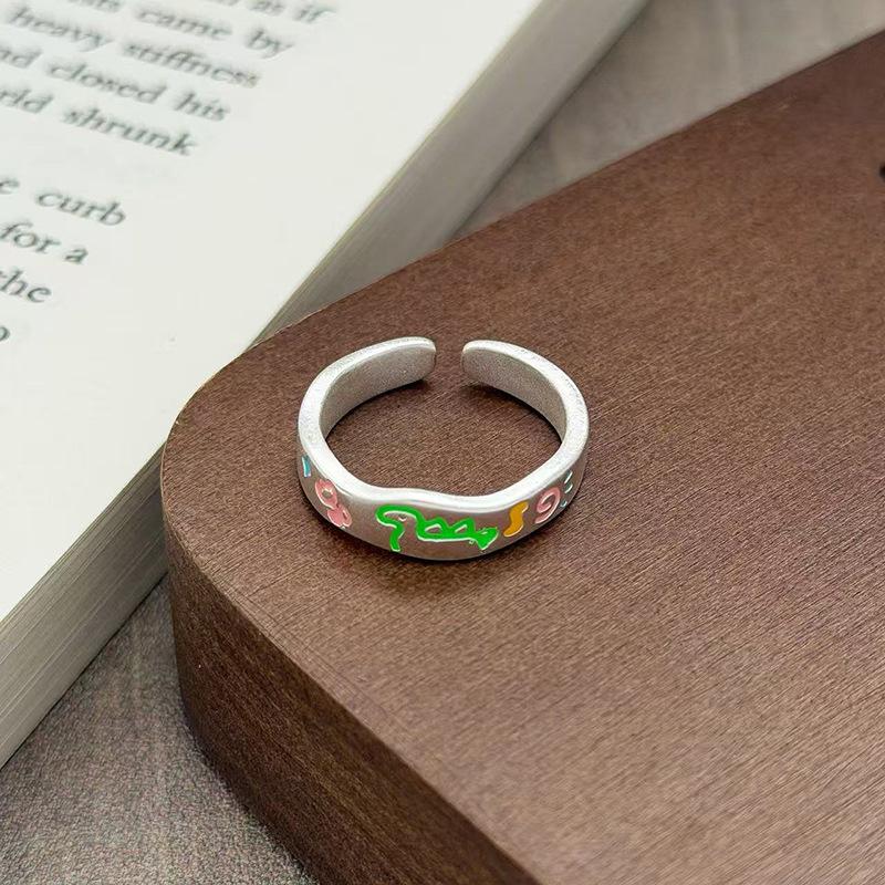 Yunjian Streamer Sweet Wind Niche Design Butterfly Flower Ring Female Enamel Hollow Stacked Ring Tide