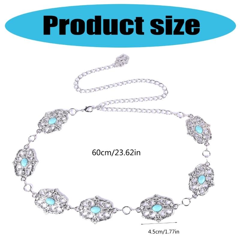 Adjustable Hollow Metal Waist Chain for Women Girls Elegant Baroque Style Belt Accessory Lightweight 60-90cm Length