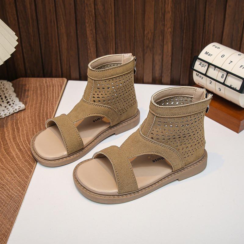 Atmungsaktive High-Top Römische Sandalen für Kinder mit weicher Sohle und Reißverschluss hinten für Mädchen, Sommer 2026
