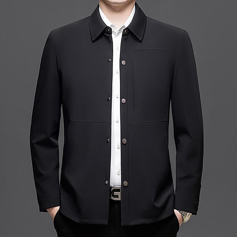 Jaqueta Masculina Casual de Negócios em Seda de Leite para Primavera - Gola Simples Outerwear Juvenil