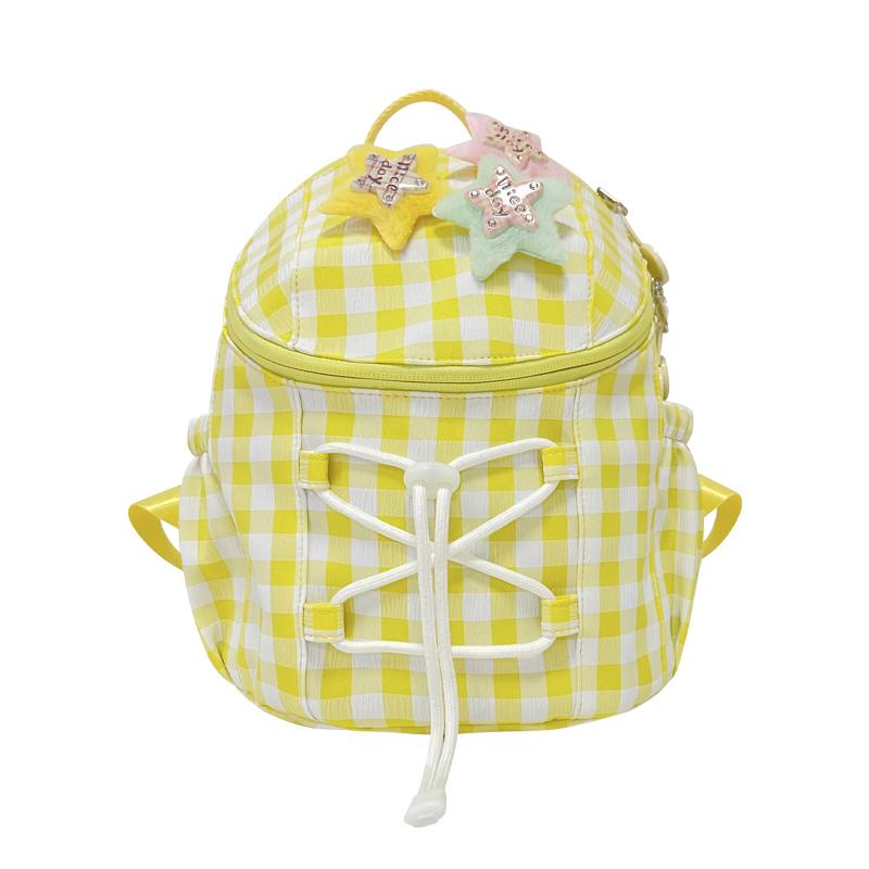 Women's Plaid Mini Backpack Junior High School Student Schoolbag Lightweight Backpack
