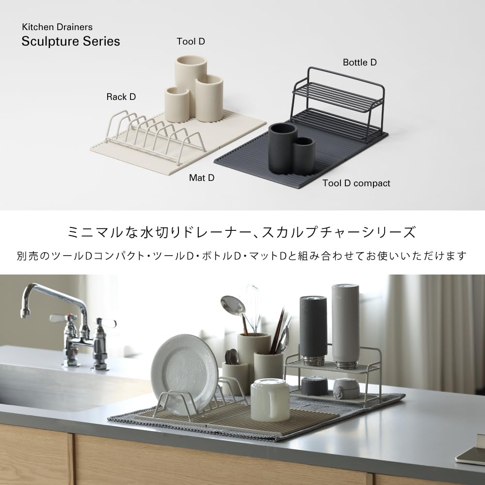 ideaco Drainer Dish Stand Width 23.3 x Depth 11 x Height 6.5cm Kitchen Drainers Sculpture Rack D off black