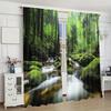 2Pcs Forest Curtains Spring Nature Landscape Theme In Tropical Forest Decorative Curtains For Bedroom Living Room A