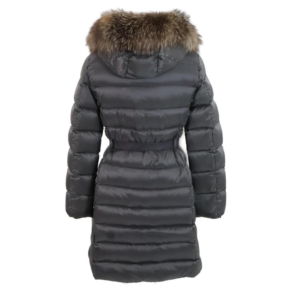 Moncler [Good condition/Domestic Regular] TINUV Belted/Fur Hoodie Down Coat O grayUsed