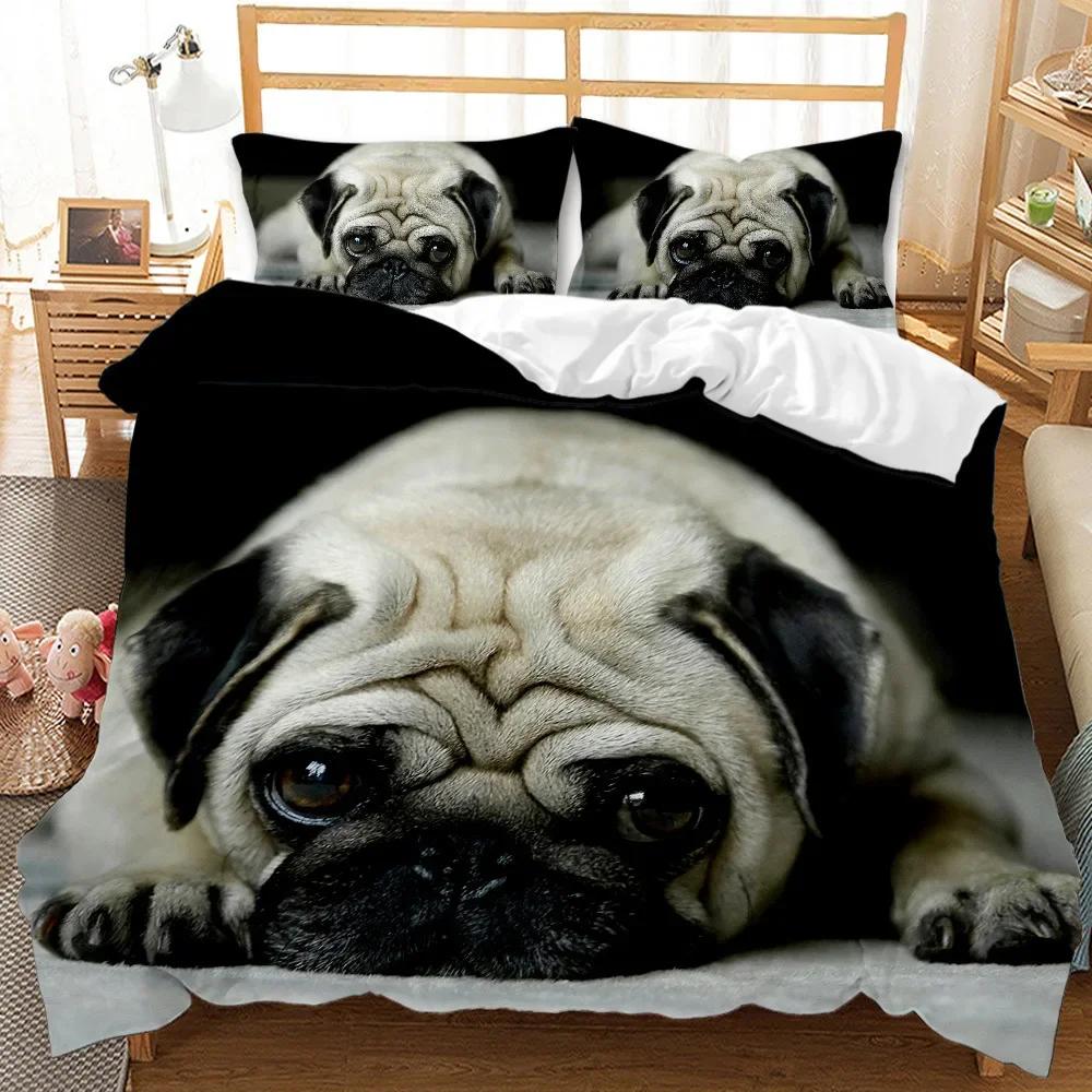 

Carton Pug Soft Duvet Cover Set Lovely Dog ,cat,tiger,3D Beding 2/3pcs Single Twin Quen King-Sized Dimensionsd Dimensions Bed Drop Shiping Beding 100*200cm Single