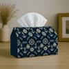 1pc Nautical Tissue Box with Ship Wheel Steering Wheel, Anchor & Compass - Marine-Themed Napkin Holder Organizer Suitable for Kitchen, Car, Living Roo