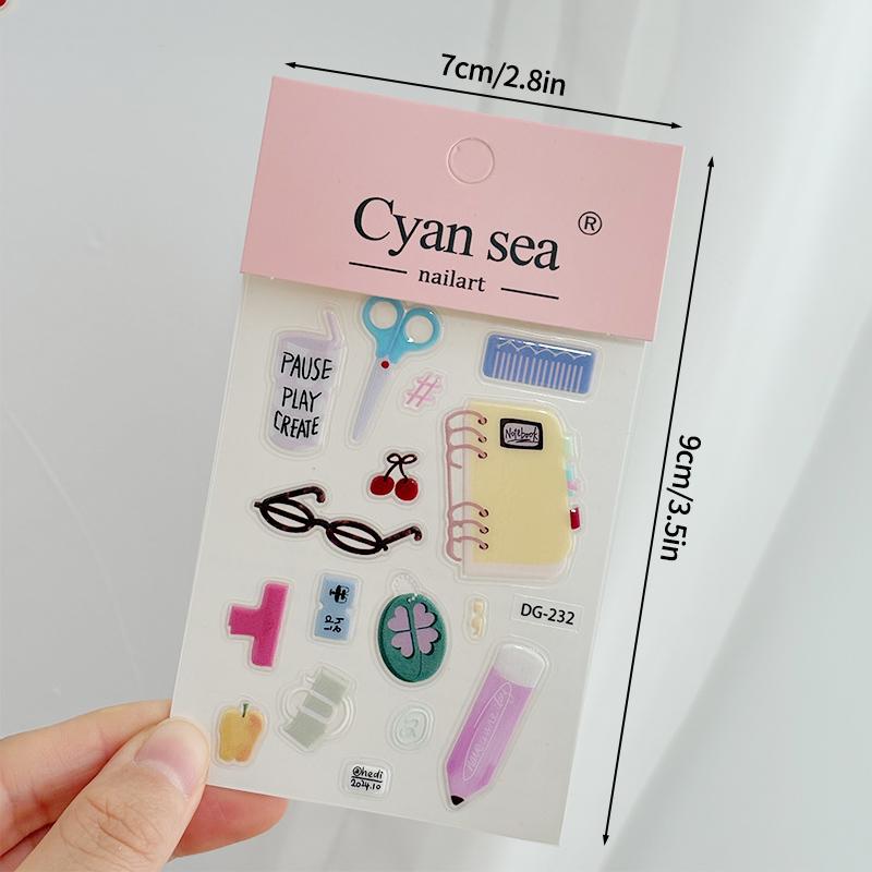 INS Phonecase Jelly Sticker Korean Style Journal Sticker DIY Mobile Phone Case Laptop Cartoon Stickers Waterproof Cute Decal