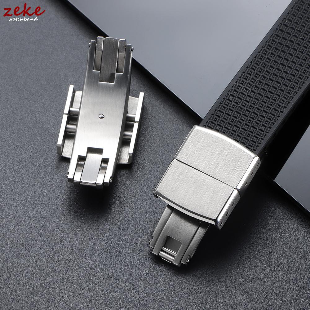 16mm 18mm 20mm Stainless Steel Watch Buckle Double Click Butterfly Watch Clasp Replacement Folding Buckle for Rubber Watch Strap