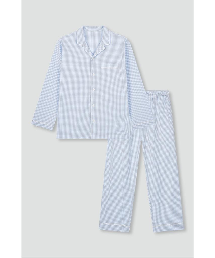Jaju Men'S Cotton Stretch Length Pajama Set_Light Blue