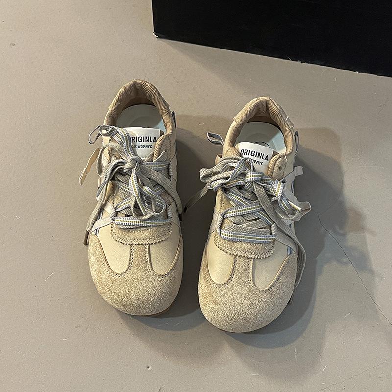 Versatile color matching comfortable pair of shoelaces sports and leisure board shoes women's summer fashion retro flat-bottomed breathable German
