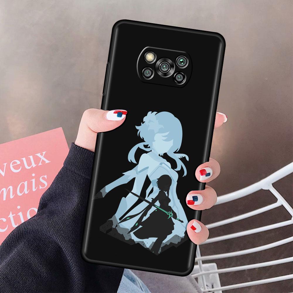 Genshin wpływ Anime etui na xiaomi mi Poco X3 NFC M3 Pocophone F1 F3 GT czerwony mi K40 Pro dla mi 10T Pro Capa pokrowiec na telefon