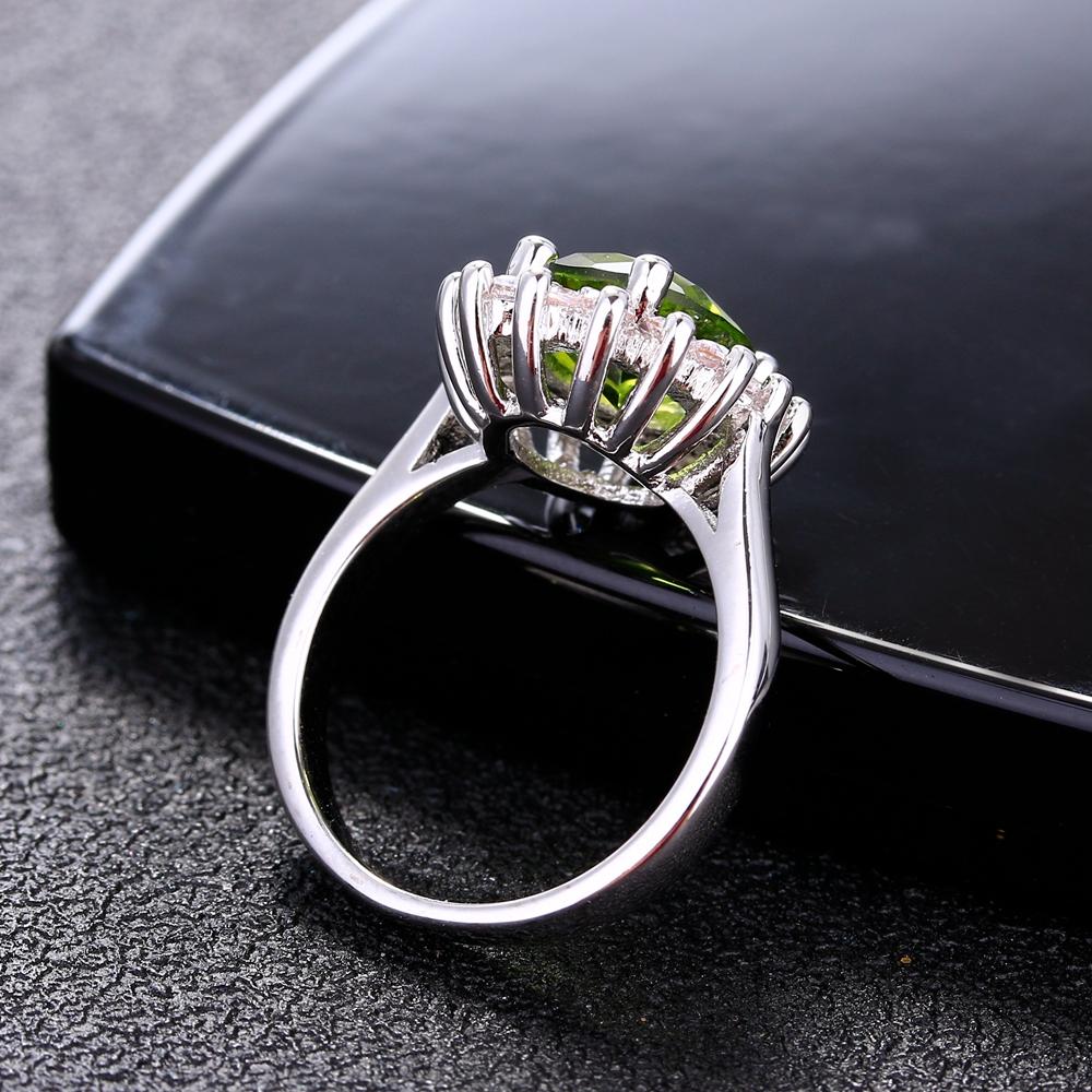Retro CopperRing for Women Flower Rings with Peridot Stones Shining Luxury  Wedding Engagement Ring Jewelry Gift