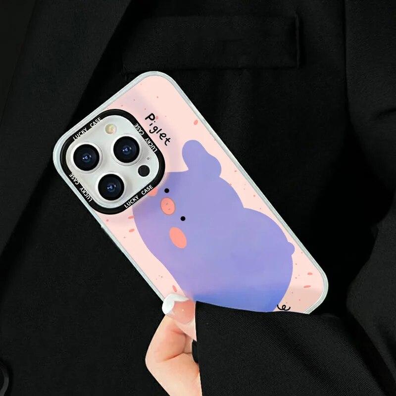 Cute Pig Phone Case For iPhone 15 Case iPhone 11 12 13 14 Pro Max 7 8 15 Plus XR XS X SE Shockproof Soft Gradient Laser Cover
