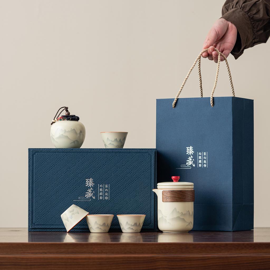 Travel Tea Set 1011 New Fast Portable Ceramic Kuaike Cup Outdoor Tea Pot Business Company Souvenir
