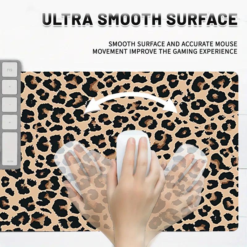 1 PZ Tappetino per Mouse Oversize Stampa Leopardo - Base in Gomma Antiscivolo Perfetto per Ufficio Scuola Esports Decorazione Casa Tappetino da Scrivania 174A