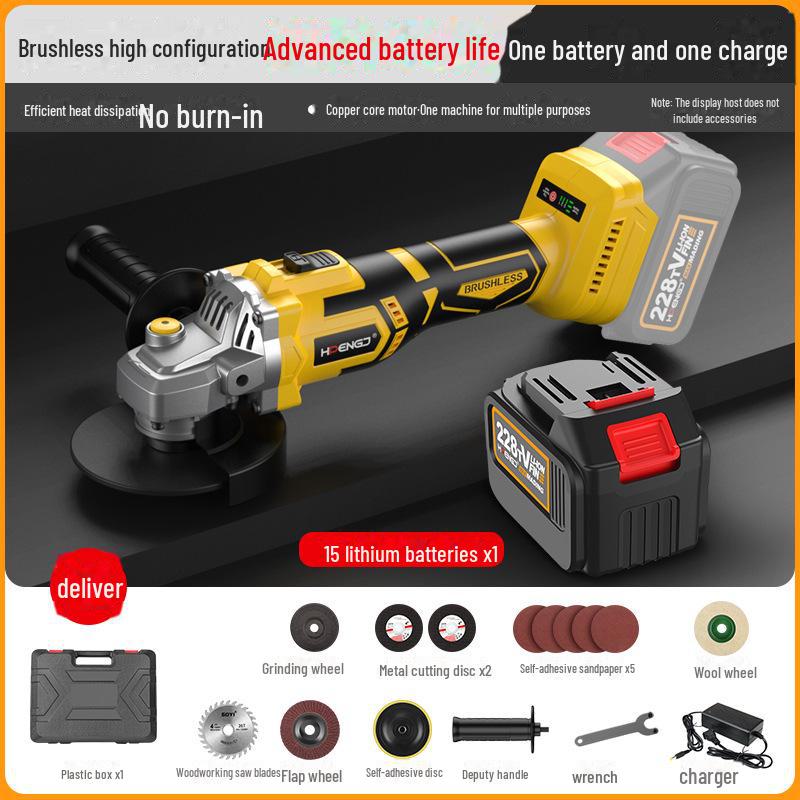Brushless Lithium-Ion Angle Grinder with HD Display, High Power, and Long-Lasting Large Battery Capacity