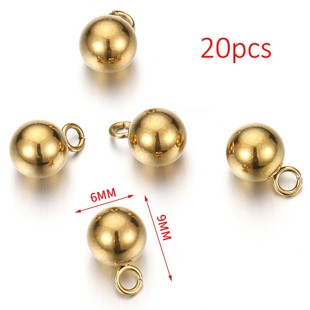 20-40pcs Stainless Steel Beads Solid Ball Charms for Necklace Bracelet Jewelry Making DIY Earrings Gold Bead Pendants