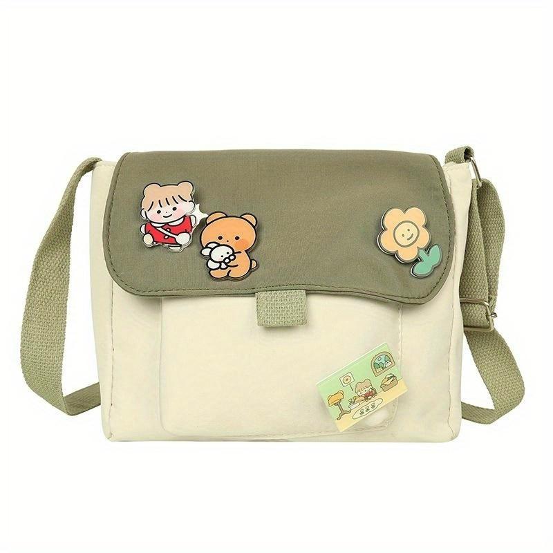 

Модные сумки женские милые кавайные напечатанные холст досуг высокое качество Harajuku корейский стиль девушка наклонная сумка через плечо зелёный