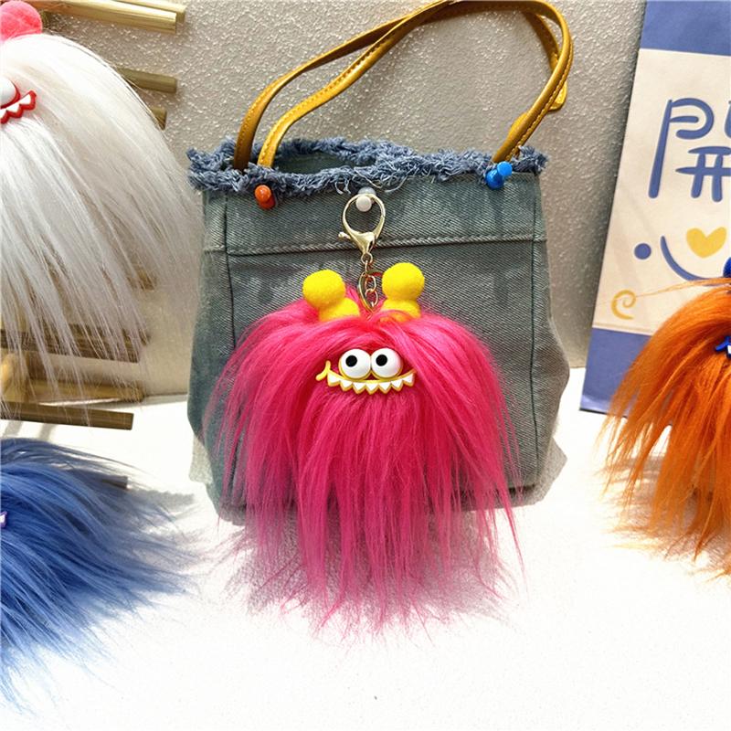 1PC Funny Sausage Mouth keyring, Cute backpack Bag Pendant Cartoon Fried Doll Keychain Sausage Mouth Plush Toy