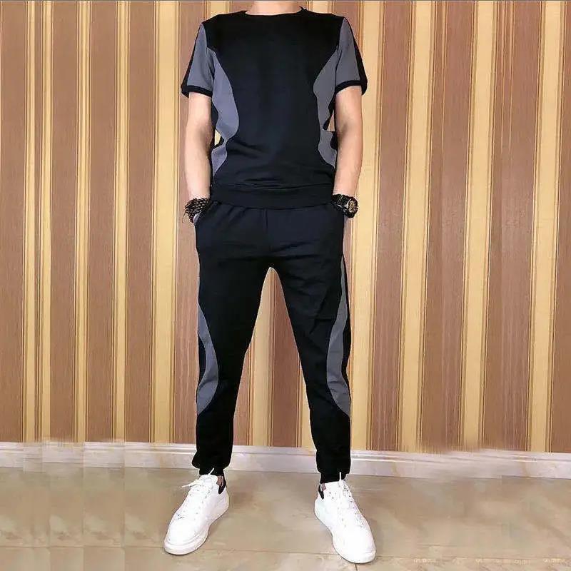 Icy Men's Classic Two-Piece Sportswear Set - Summer Casual Nine-Point Elastic Pants