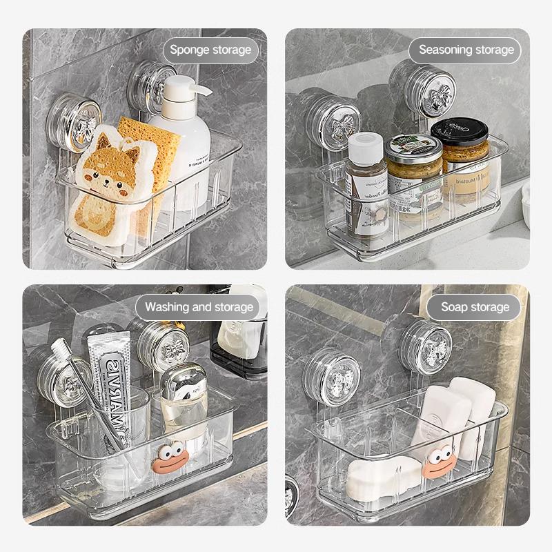 Bathroom Shelf Cosmetics Storage Rack Suction Cup Non Perforated Wall Mounted Storage Box Household Storage