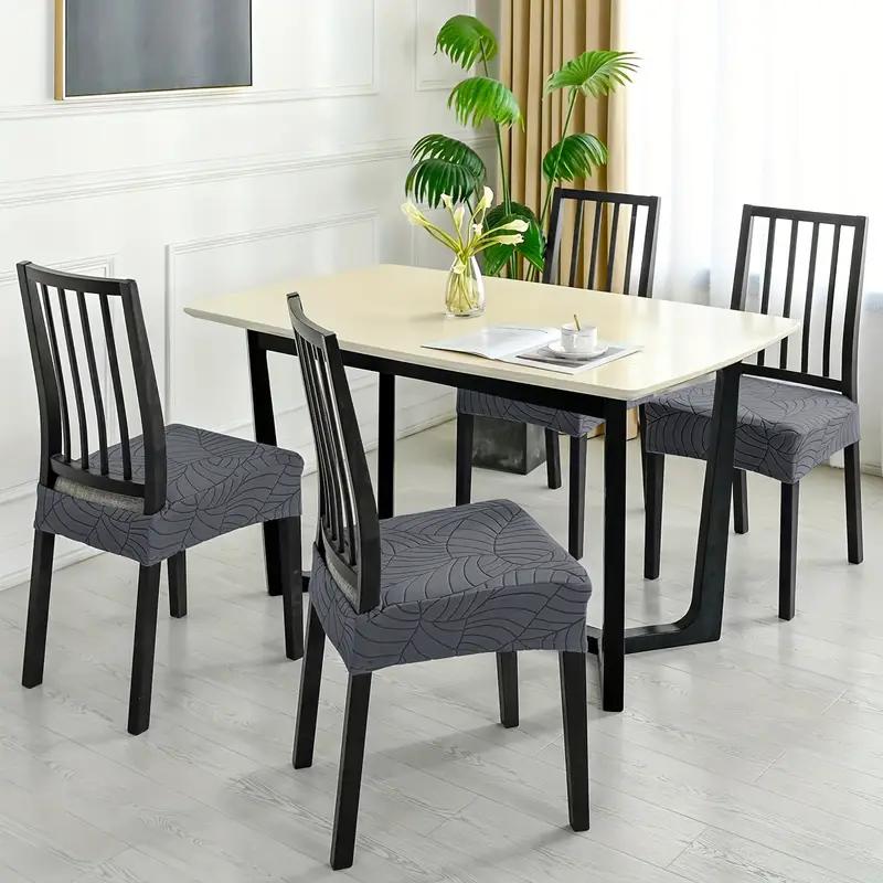 1/4Pcs Jacquard Chair Seat Covers Stretch Pure Color Chair Cover Removable Upholstered Seat Cushion Slipcover For Home Party