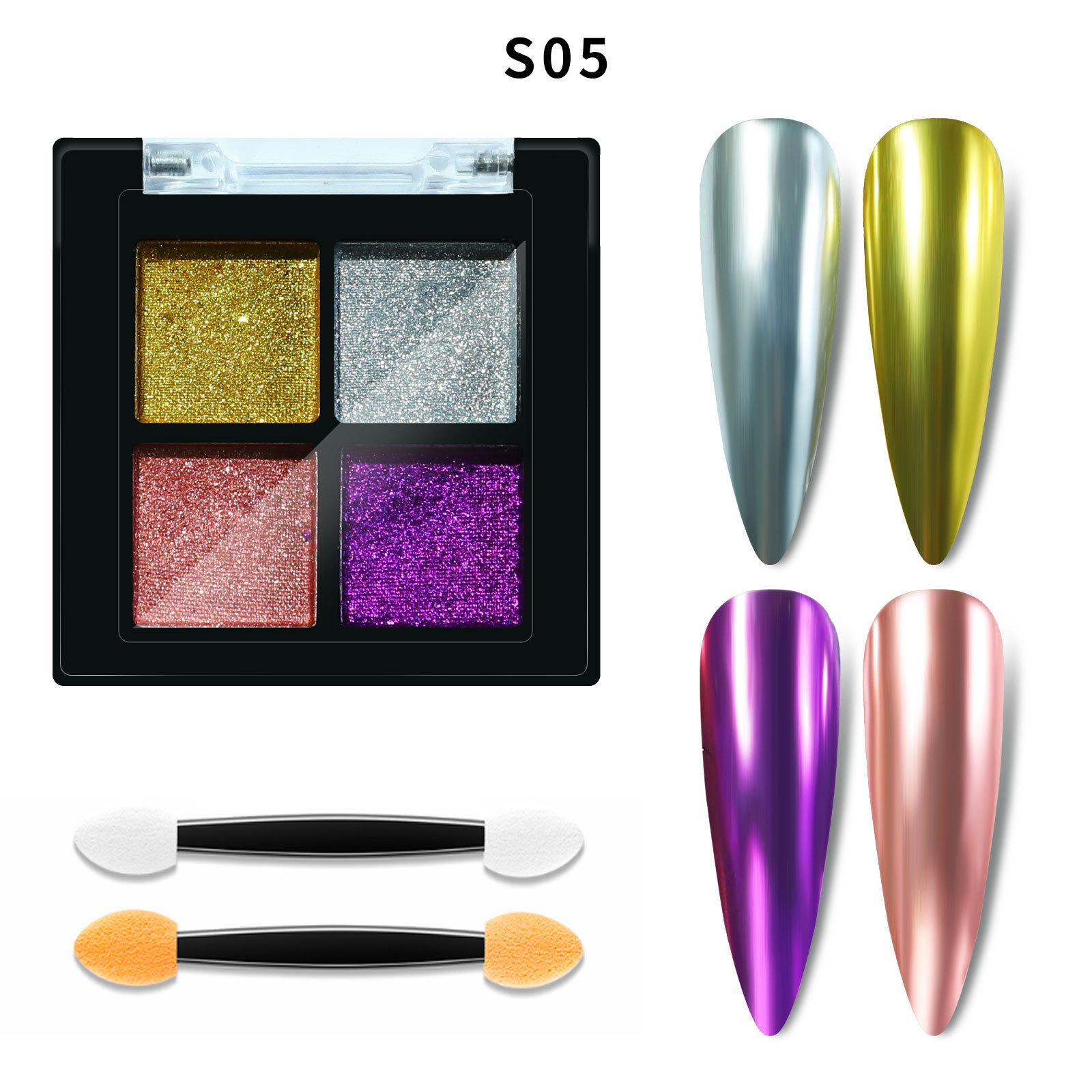 

Exclusive 4-Color Aurora Nail Mirror Powder - Super Flash Effect