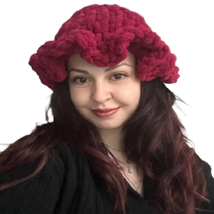 

Girls Oversized Hat Handwoven Hat Handwoven Flouncing for Vacations Photo Props brick червоний колір