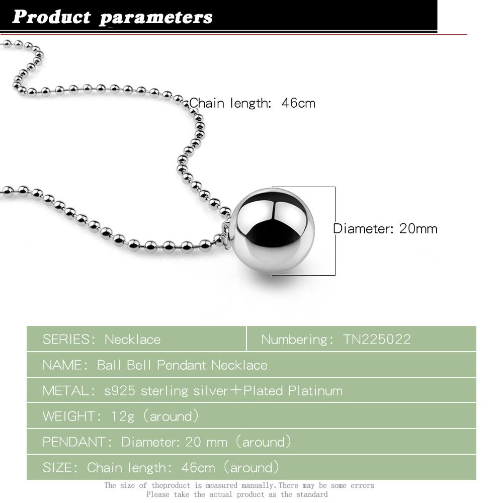 Woman's 925 Sterling Silver Necklace Concise Style Ball Pendant Girls Beads Chain Fashion Silver Jewelry Birthday Gift Free Box