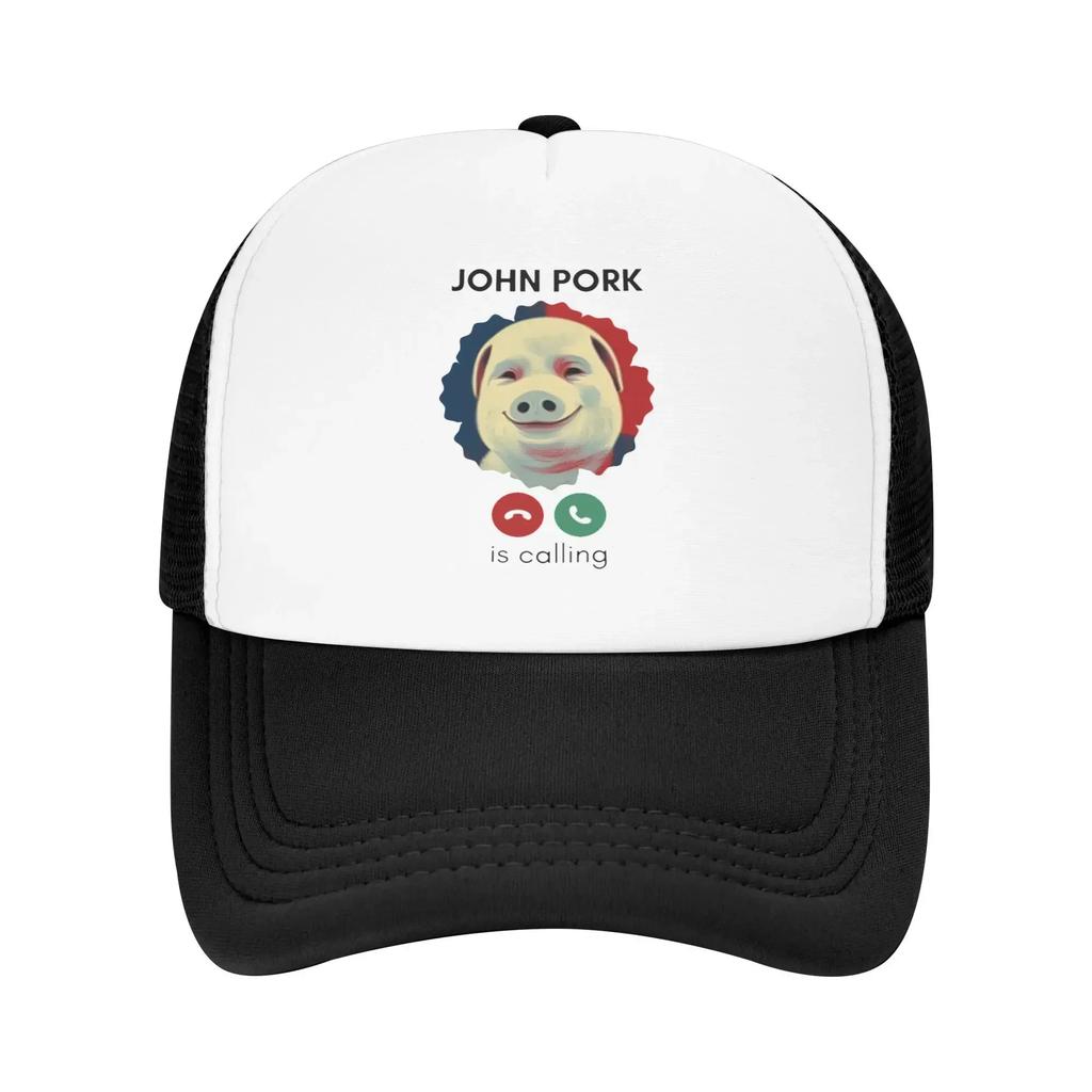 New Design Funny John Pork Is Calling Camping Mesh Baseball Caps Women Men Summer Humor Pig Beach Hat Fishing Trucker Cap