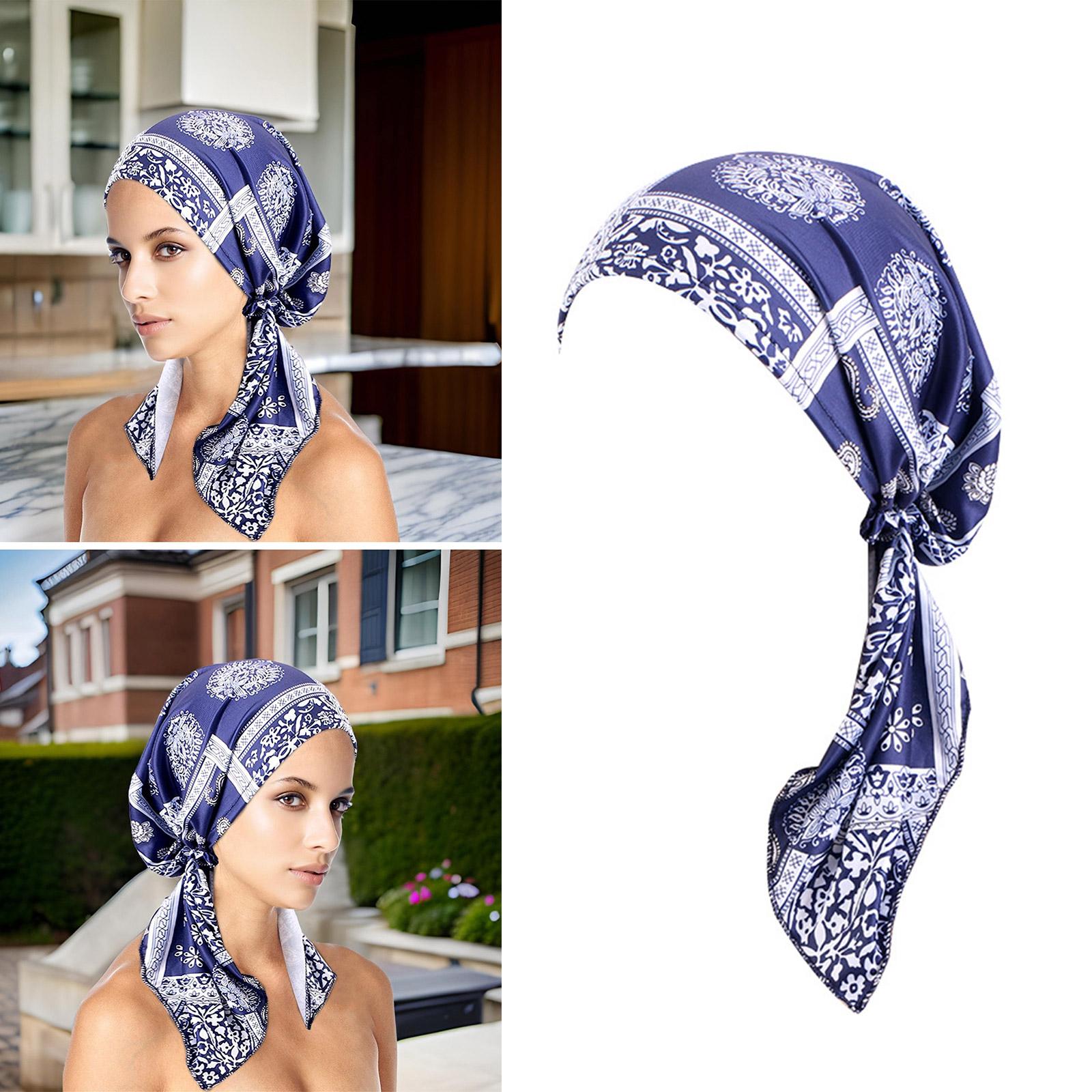 

Fashion Headscarf Hat New Women Hat Flower Print Bandana Scarf Muslim Chemo Hat for Parties Travel and Daily Use T1