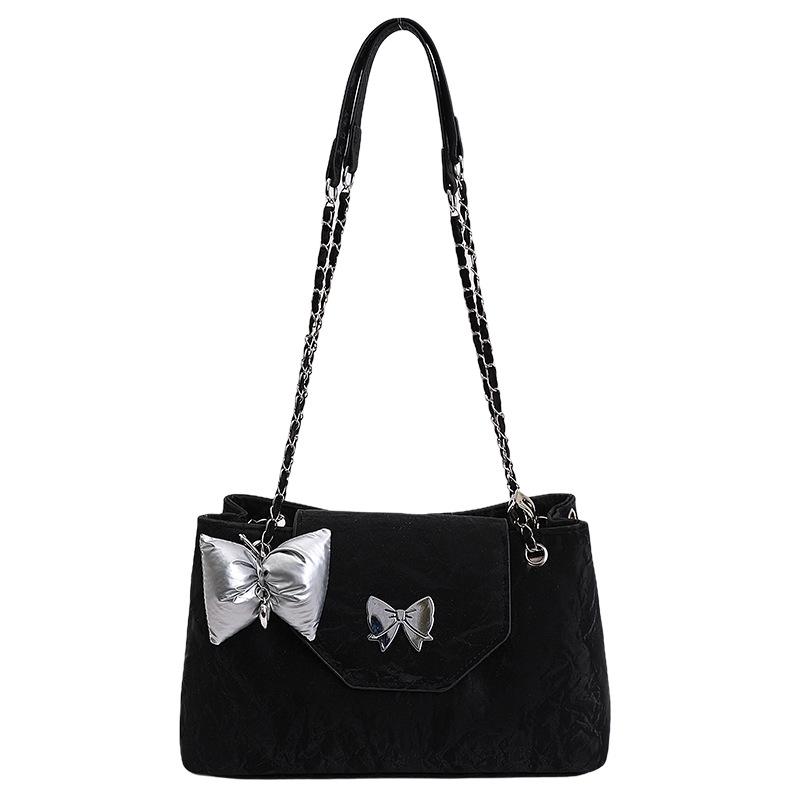 

Casual large-capacity shoulder messenger bag, beautiful, the new Korean version of the season, personalized niche simple underarm bag No pendant model чёрный