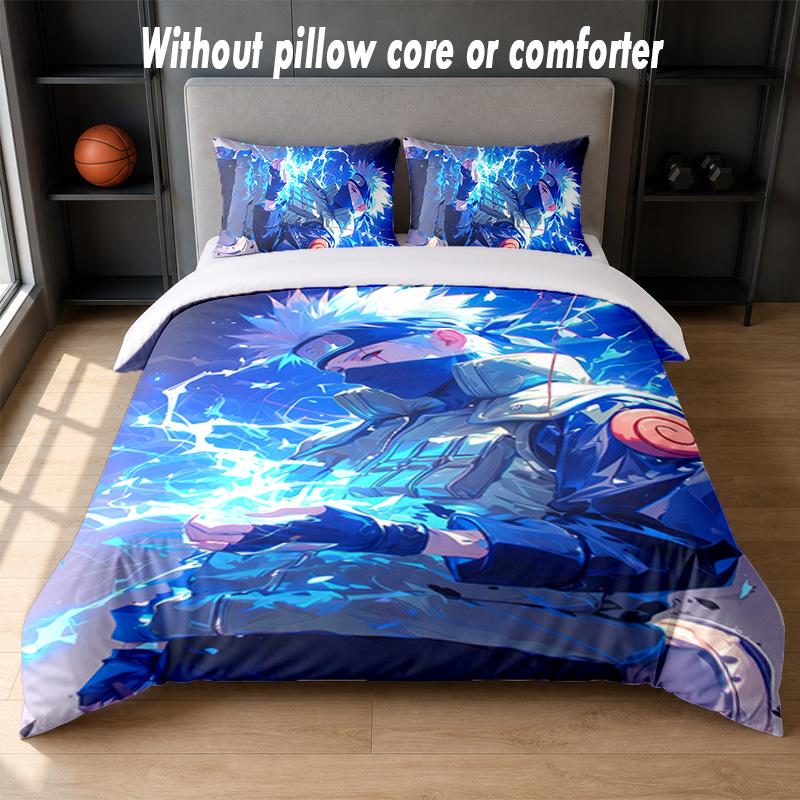 Kakashi Hatake Design Bed Bedding Set 1 Duvet Cover + 2 Pillowcases Soft Breathable Household Bed Linens