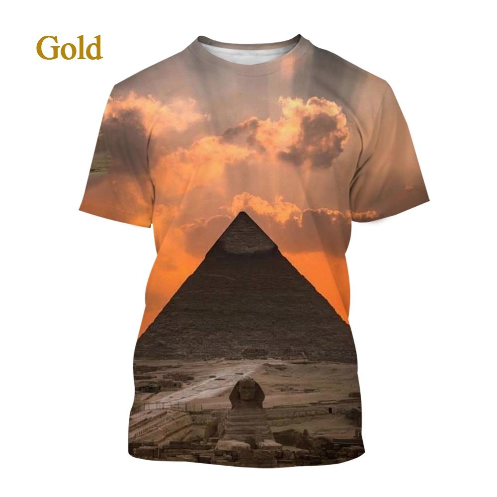 Men and Women 3D Printed Ancient Egyptian Pyramid Summer Fun and Casual T-shirt for Both Breathable and Comfortable Soft T-shirt S