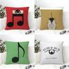 Abstract Excentriek Muzieknoot Patronen Kussensloop Katoen Linnen Stof Vierkant Rits Kussensloop Huis Decoratief Woonkamer