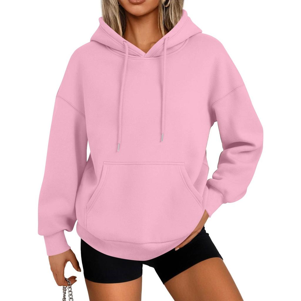 Women's Fashion Casual Solid Color Pocket Long Sleeve Hoodie