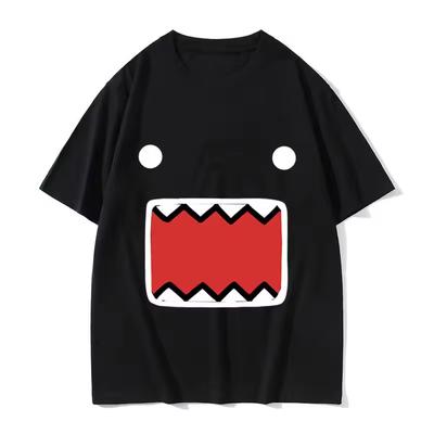 Domo Emoticons, Lockere Kurzarm-T-Shirts, Sommer-Partner-Rundhals-Tops, Trendiger Hongkong-Stil