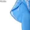 ZANZEA Women Casual Round Neck Summer Short Sleeve Print Dress