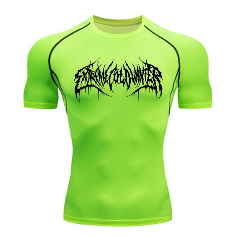 Printed Men's Tight T-Shirt Running Compression Compression T Shirt Gym Fitness Jogging Short Sleeve Male Casual Shirt Tops