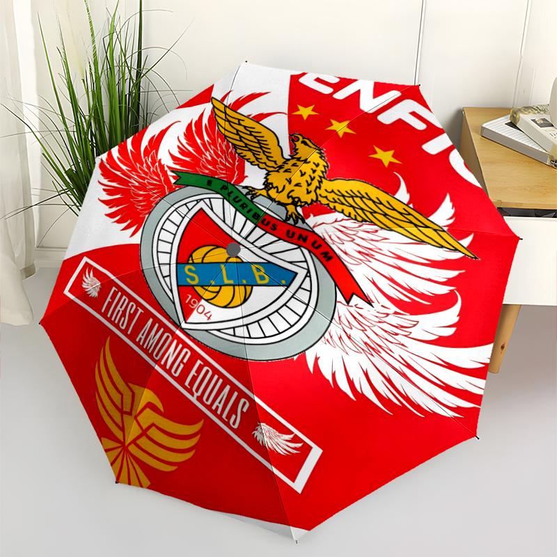 Benfica FC Fashionable Automatic Opening/Closing Folding Umbrella. Portable and Foldable, Ideal for Gift, Travel, and Daily Use.