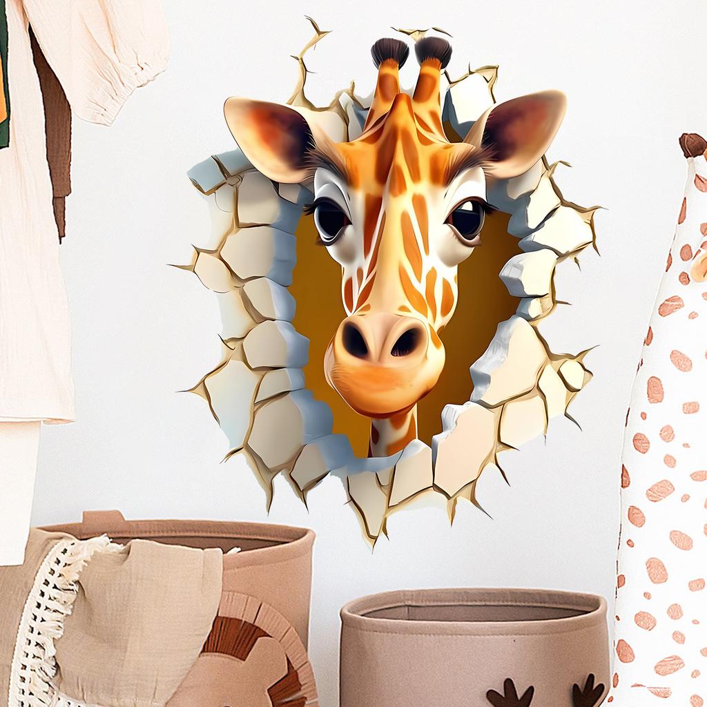 Kreative Giraffe 3D Pop-Up Wandaufkleber für Wohnzimmer, Schlafzimmer und Kinderzimmer